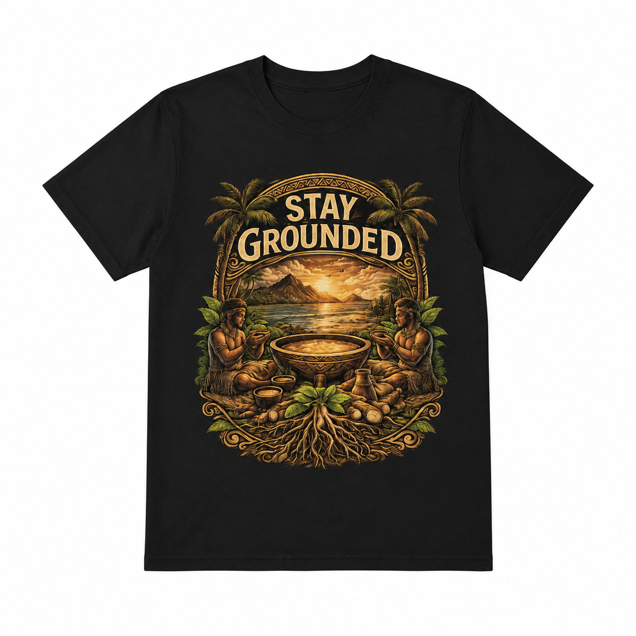 “Stay Grounded” Kava Culture T-Shirt | Fiji-Inspired Graphic Tee - Kava Pros