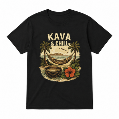 “Kava & Chill” Kava Culture T-Shirt | Fiji-Inspired Graphic Tee - Kava Pros