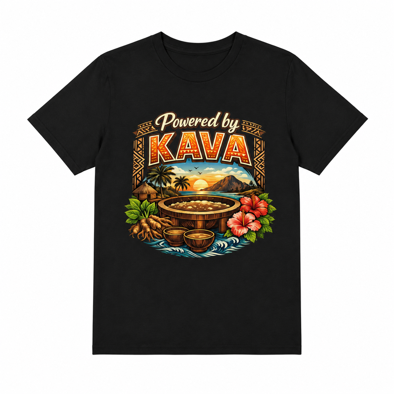 “Powered by Kava” Kava Culture T-Shirt | Fiji-Inspired Graphic Tee - Kava Pros